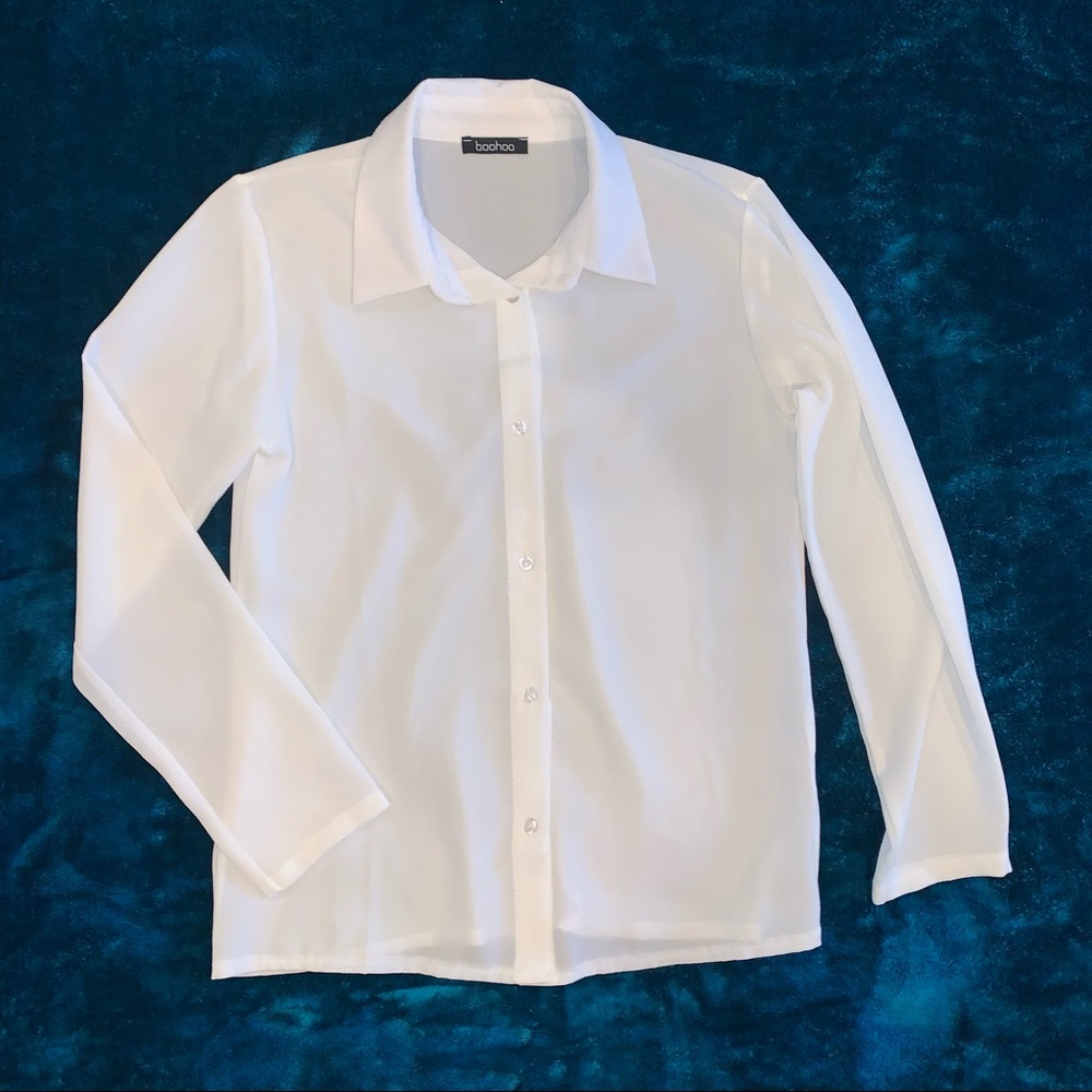 Boohoo white button up blouse